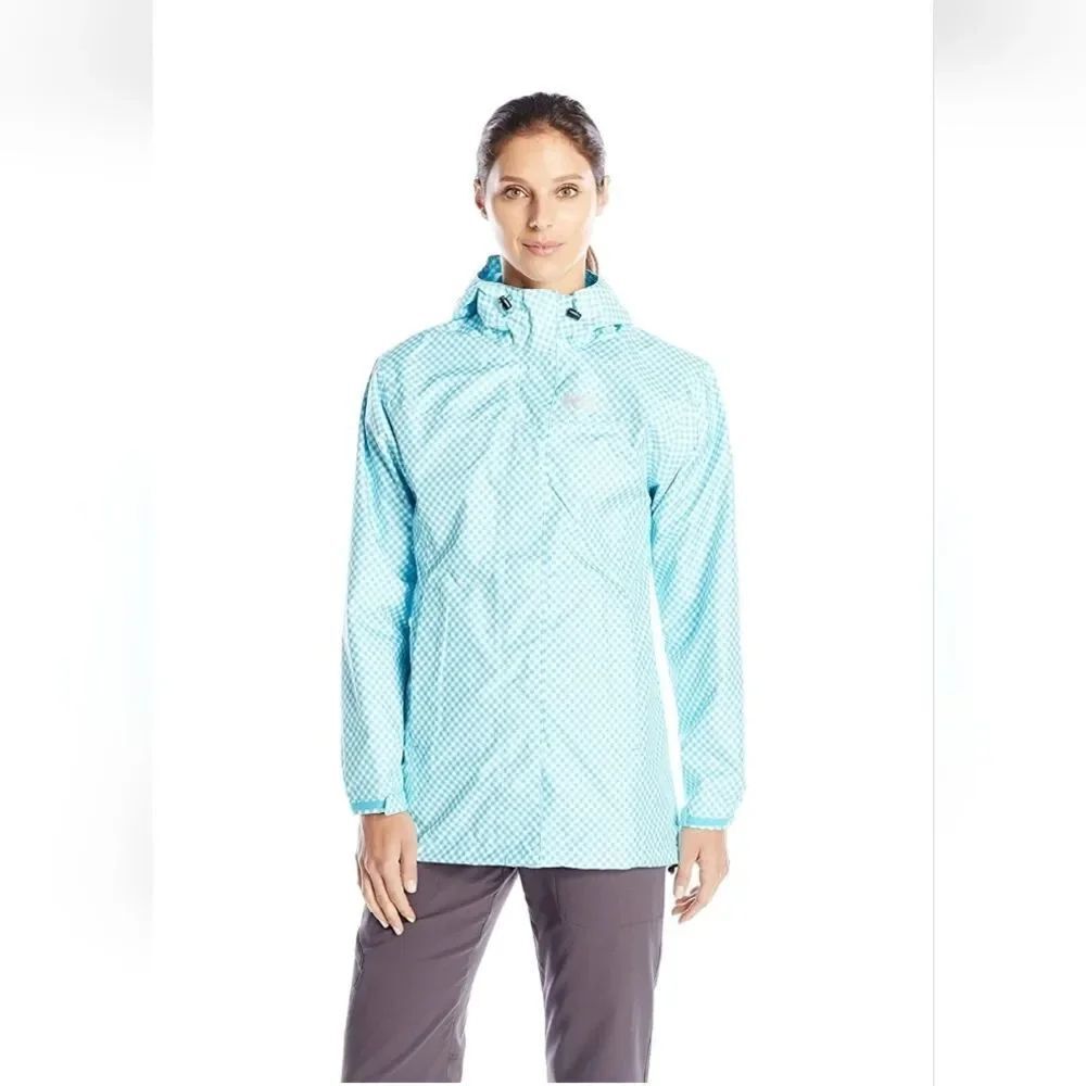 Helly Hansen Women's Bellevue Waterproof Jacket Teal Gingham Plaid Size XS